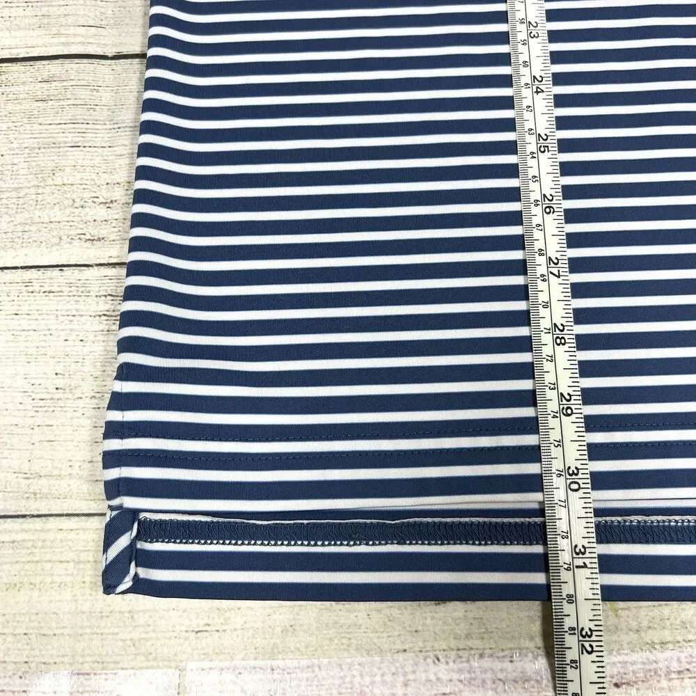 Vineyard Vines Mens Blue White Striped Performance Polo Short Sleeve Size L